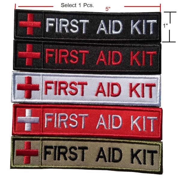 First Aid Kit Patch Red Cross Medic patch paramedic EMS EMT Rescue patch hook backing for attachment or sew on patch size 5 x 1 Inches