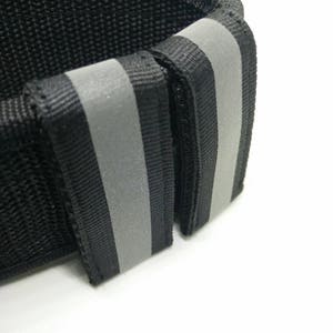 May include: Black nylon dog collar with two reflective strips.