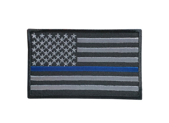 1 Stk. Dünne Blaue Linie Aufnäher Polizei USA Flagge Dünne Linie Aufnäher Aufnäher Oder Hakenträger Für Befestigung Größe 10 X 10, 3 X 9,5 Cm - Österreich