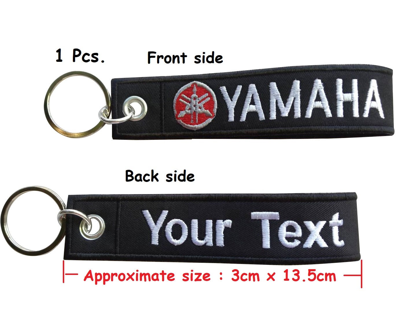 Porte-clés Yamaha texte personnalisé nom mot motard étiquette