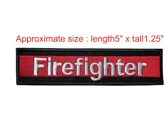 Toppa Vigile del Fuoco con sottile linea rossa, Vigili del Fuoco, Dipartimento dei Vigili del Fuoco, ricamata con retro a gancio per fissaggio o cucitura, dimensioni 5"X 1,25"