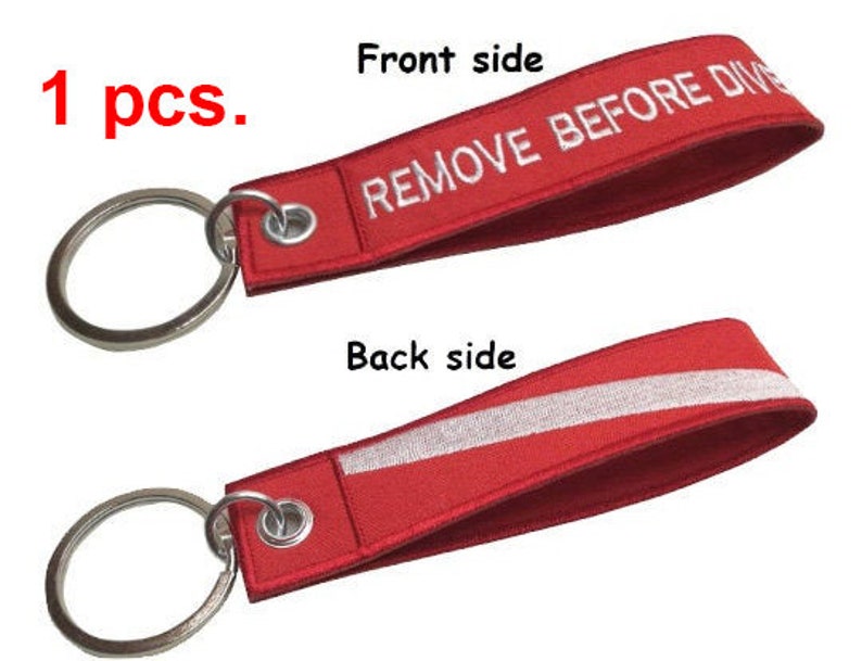 Remove Before Dive key chain Diver key chain Tag Bag Tag holder Motorcycle Biker Racing Safety Tag Luggage bag holder size 2.5 CM X 15 CM