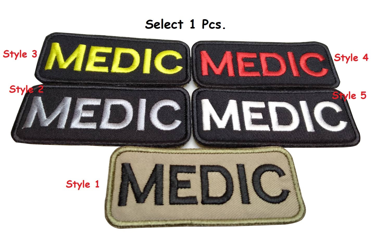 Medic Patch EMS EMT Paramedic Medic, White Line Patch, Embroidered Sew on  Patch or Hook Backing for Attachment Patch Size 1.5x 3.5 