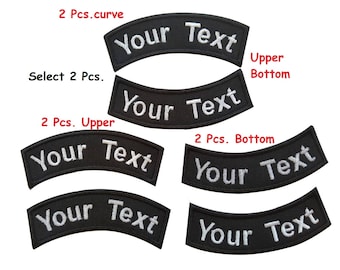 2tlg. Kurve Benutzerdefinierte Namensschild Ihr Text Patch Biker Militär Stil gestickt Patch Haken Rückseite anhängen oder aufnähen Größe 3,25 "x 1"