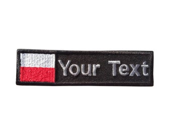 Polsk flagga tygmärke Anpassad namntext Polen Polsk flagga tygmärke namntejp med hake eller sy-på storlek 4"x1", 5"x1", 6"x1"