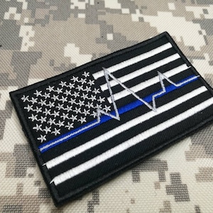 Weiß EMS EMT Sanitäter Text blau Linie USA USA Flagge Taktische Polizei Moral Patch Hakenrücken oder aufnähen Größe 9 cm x 5,5 cm