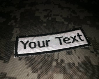 Parche reflectante. Tu texto. Parche de texto personalizado. Etiqueta con nombre. Etiqueta con nombre. Parche bordado estilo militar de motociclista. 3"x1", 4"x1", 5"x1", 6"x1"