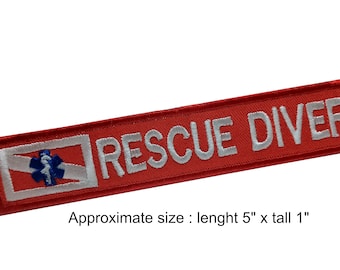 レスキューダイバー パッチ スキューバダイバー スキンダイバー マスターダイバー レスキューダイブマスター 刺繍入り士気 縫い付けまたはフック裏地アタッチメント 5"x 1"