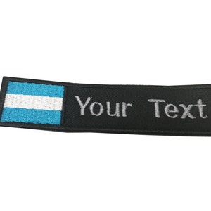 El Salvador Flag patch Custom name Text Your Text El Salvador flag patch with hook backing attachment or sew on size 4&quot;x 1&quot; , 5&quot;x 1&quot;, 6&quot;x 1&quot;