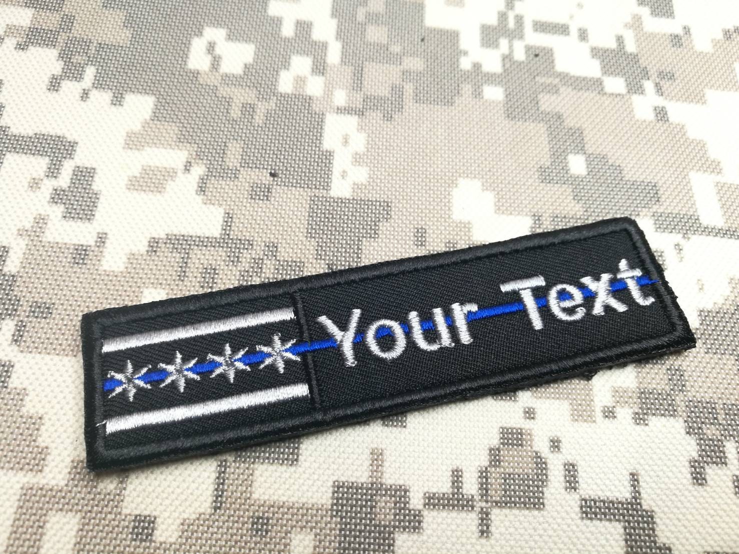 Custom Name Text Patch Thin Blue Line Police SWAT USA Ilinois - Etsy