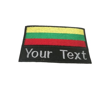 Parche de bandera de Lituania Nombre personalizado Texto Su parche de texto Parche de bandera de Lituania con fijación de gancho en la parte posterior o para coser Tamaño 5,5 cm x 9 cm