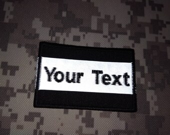 Patch riflettente Il tuo testo Nome personalizzato patch di testo etichetta nome nastro etichetta nome etichetta ricamata stile militare D.I.Y.biker3"x2",4"x2",5"x2",6"x2"