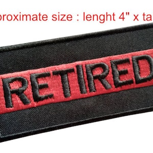 RETIRED Red line patch Retire thin red line Fire Fighter Police patch hook backing for attachment or sew on size 4&quot;x 2&quot;