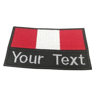 Peru Flag patch Custom name Text Your text patch Peru flag patch with hook backing attachment or sew on size 5.5 cm x 9 cm