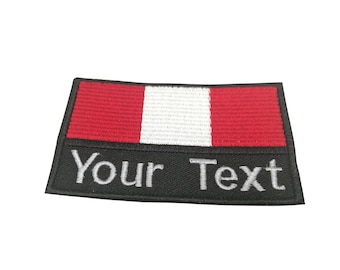 Peru Flagge Aufnäher mit Name Text Dein Text Peru Flagge Aufnäher mit Haken oder Aufnäher Größe 5,5 cm x 9 cm