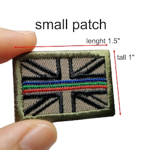 Small Patch UK Flag Police Ambulance Fire Fighter Rescue EMS EMT red green blue line hook backing for attachment or sew on size 1.5&quot;X1&quot;