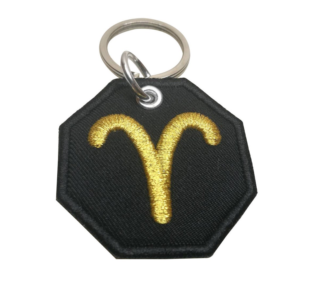 Zodiac Aries Key Chain Zodiac D.I.Y. Patch Decorate Aries Glitter Gold ...