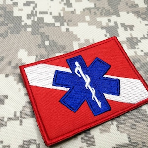 EMS EMT Rescue DIVER Patch Diving Scuba Skin Diver patch embroidered sew on or hook backing attachment 3.5&quot;x 2.5&quot; or select small size 1&quot;x2&quot;