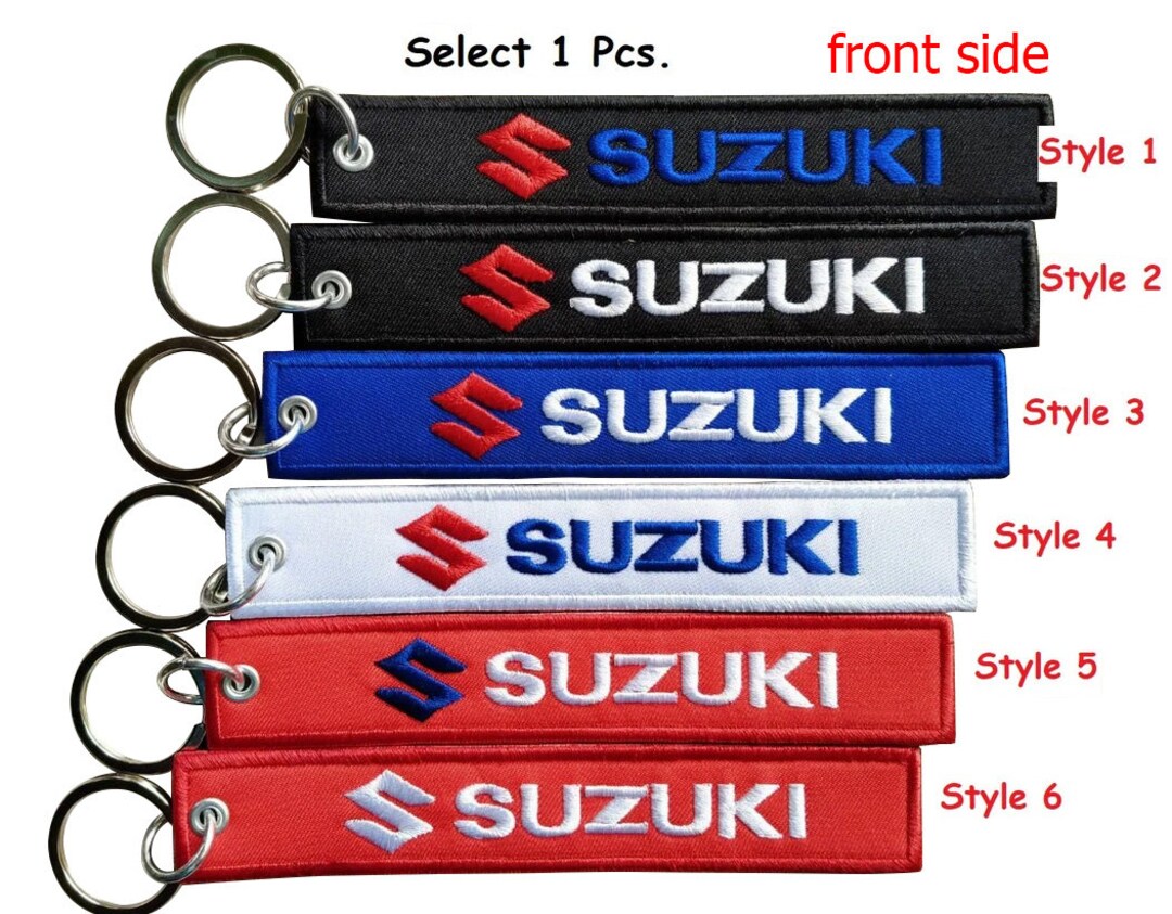 Suzuki portachiavi da polso personalizzato testo nome Suzuki Biker  etichetta ricamata per moto portachiavi porta tag porta tag borsa  dimensioni 13,5 cm x 3 cm -  Italia