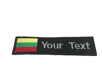 Parche con la bandera de Lituania Nombre personalizado Texto Su texto Parche con la bandera de Lituania con fijación con gancho en la parte posterior o para coser Tamaño 4" x 1", 5" x 1", 6" x 1"