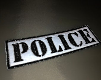 Polizei Reflektierender Aufnäher Polizei Aufnäher Polizei Tag Feuerwehr D.I.Y. Stil gestickter Aufnäher mit Haken oder Aufnäher Größe 1,5 "x 12"