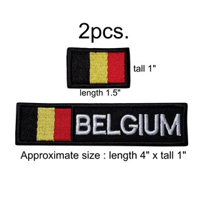 2 Pcs Belgium Flag Patch Sew on, Hook Backing size 1"x 1.5" and 1"x 4"