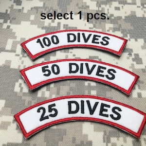 1 Pcs. 25, 50, 100, 200, 300, 400, 500 Dives Diver Patch Diving patch Scuba Skin  embroidered patch sew on or hook backing attachment 4&quot;x1&quot;