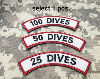 1 Pcs. 25, 50, 100, 200, 300, 400, 500 Dives Diver Patch Diving patch Scuba Skin  embroidered patch sew on or hook backing attachment 4&quot;x1&quot;