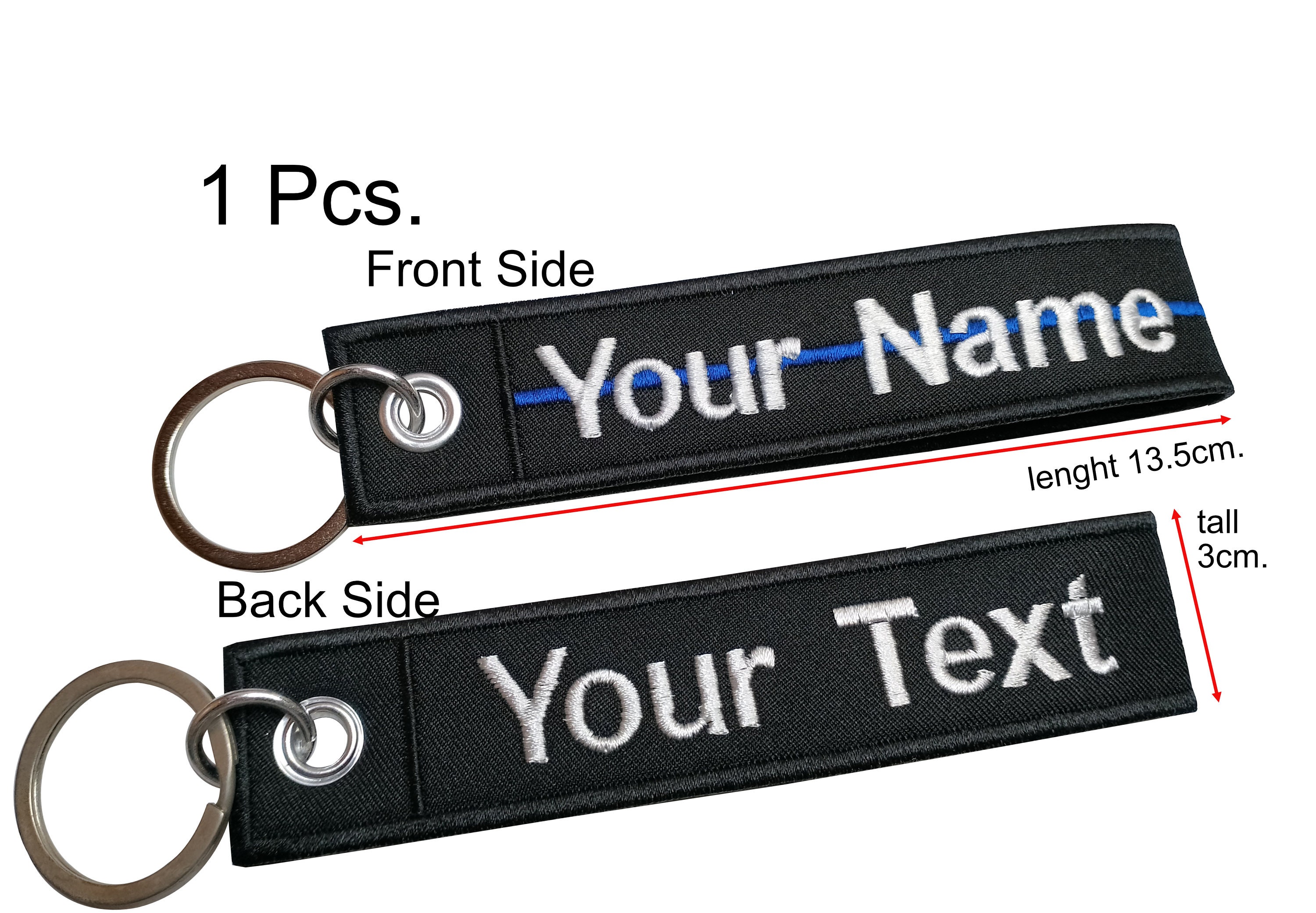 1pcs. Custom Name Text Thin Blue Line Embroidered Wristlet