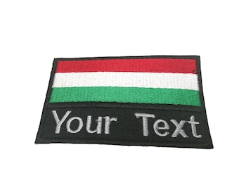 Écusson drapeau de la Hongrie Prénom personnalisé Écusson à texte personnalisé Écusson drapeau de la Hongrie avec crochet ou à coudre 5,5 cm x 9 cm