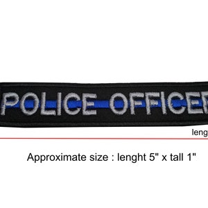 POLICE OFFICER Thin Blue Line patch Police SWAT morale hook backing or sew on patch size 1&quot;x 5&quot;