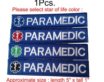 1 Stk.Stern des Lebens PARAMEDIC Patch Sanitäter EMT EMS Rettungssanitäter Krankenwagen aufnähen oder haken auf der Rückseite für Befestigung Größe 10x2,5 cm