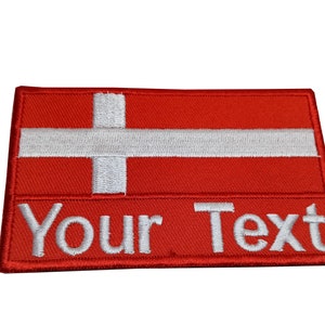 Denmark Flag patch Custom name Text Your text patch Denmark flag patch with hook backing attachment or sew on size 5.5 cm x 9 cm