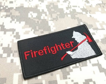 Fire Fighter patch saying patch thin red line patch style embroidered patch sew on or hook backing size 4"x 2"