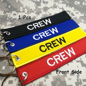 1 Stk. Crew bestickter Schlüsselanhänger Gepäckanhänger Schlüsselanhänger Crew Schlüsselanhänger Bag Schlüsselanhänger Taschenhalter Größe 15 cm x 2,5 cm