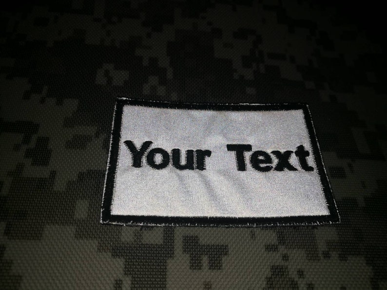 Parche reflectante Etiqueta de parche de texto con nombre personalizado Etiqueta de nombre Cinta de nombre Parche bordado estilo militar de motociclista DIY 2"x2", 3"x2", 4"x2", 5"x2", 6"x2" imagen 2