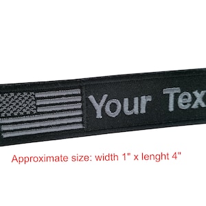 Custom name Text name tape USA United state flag patch hook backing for attachment or sew on size 4&quot; x 1&quot; , 5&quot; x 1&quot;, 6&quot;x 1&quot;