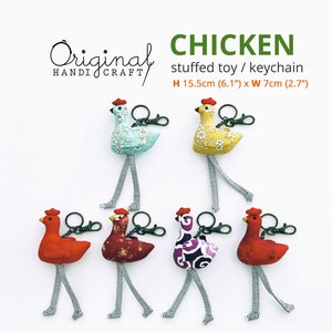 Chicken stuffed animal keychain, handmade chicken ornament, chicken keychain, Easter chicken