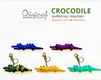 Crocodile keychain, Crocodile ornament, Cute key fob, Crocodile patch
