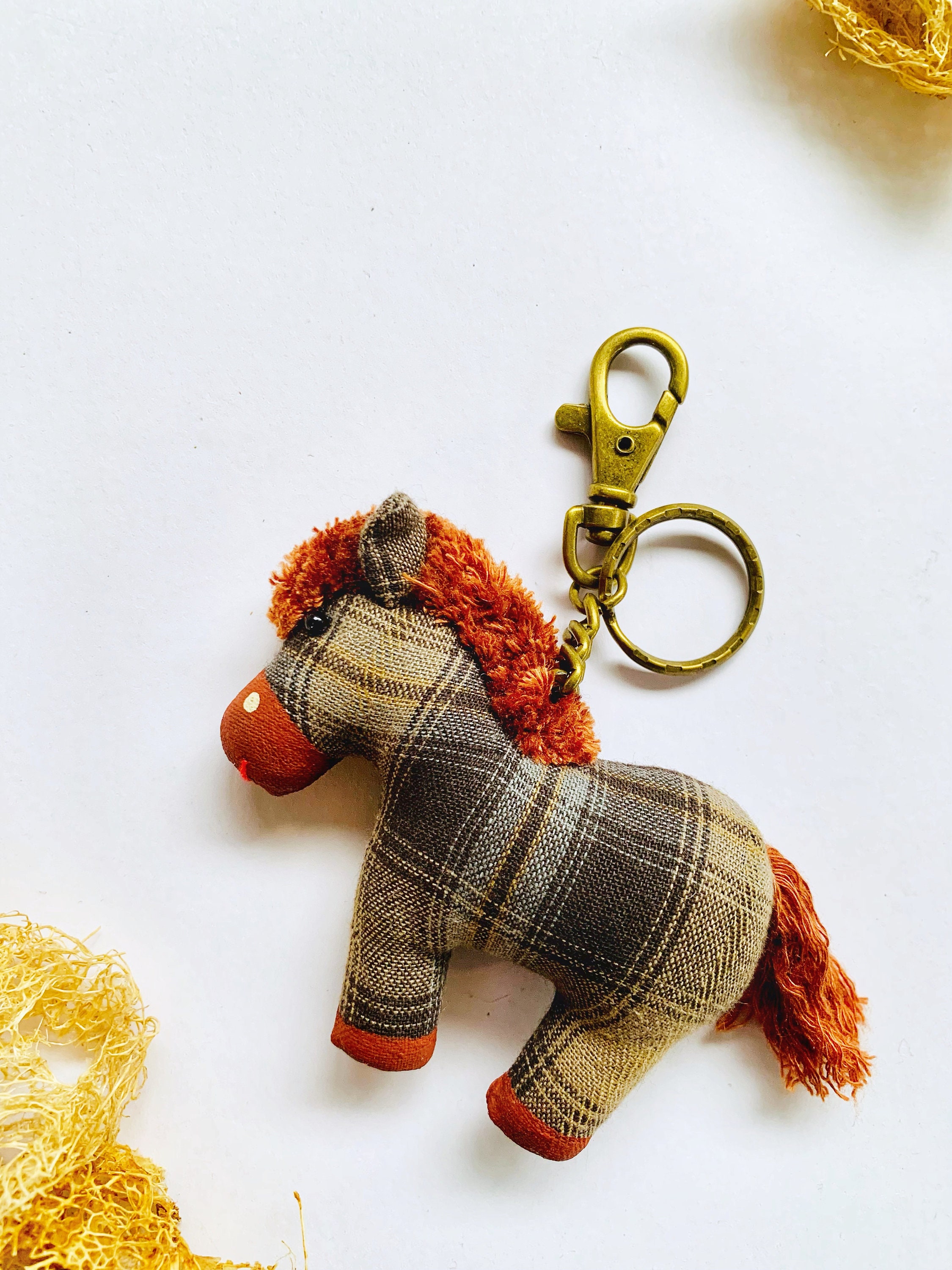 Horse Stuffed Animal Keychain, Handmade Horse Ornament, Gift for Horse