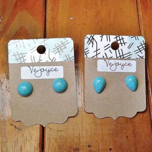 Pop of Color Earrings Teardrop Studs Turquoise Studs Bridal Party Gift Set Small Dainty Classy Maximalist Easy Unique Barbie boho modern image 4