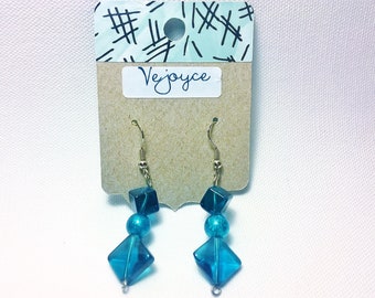 A Dream Come Blue Earrings Geometric Dangle Blue Earrings Earrings Gift for Her Sparkly Cute Earrings chic simple light jewel tone