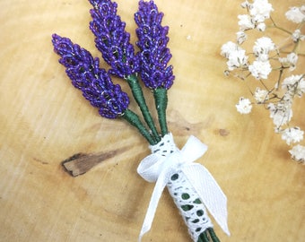 Beaded Lavender Brooch, Lavender bouquet, purple flower brooch, lavender flowers, lavender gifts, lavender wedding