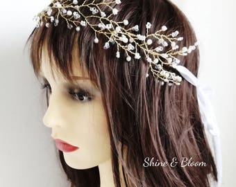 Bridal hair vine, dainty bridal hair vine, wedding hair vine, woodland bridal hair vine, dainty wedding heapiece, bridal headpiece,