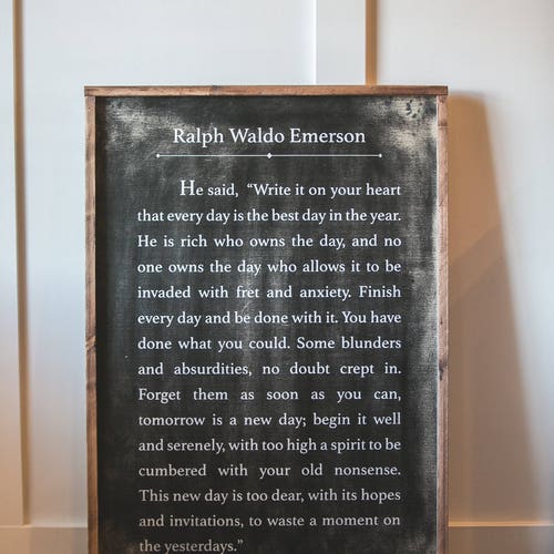 Emerson Write It On Your Heart Ralph Waldo Emerson Write It On Your Heart Finish This Day | Etsy