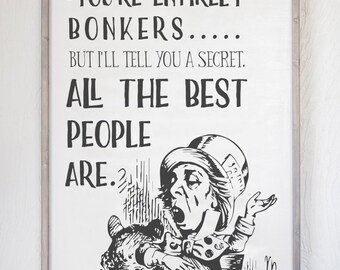 Alice in Wonderland -  Mad Hatter - Wood Sign