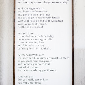 After A While You Learn - Wood Sign