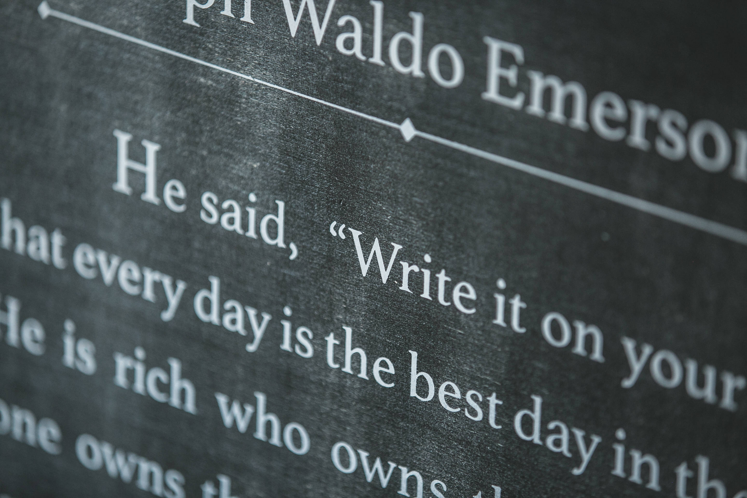 Ralph Waldo Emerson - Write It on Your Heart - Finish This Day Quote ...