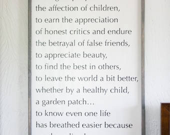 To Laugh Often and Much -Ralph Waldo Emerson - Wood Sign
