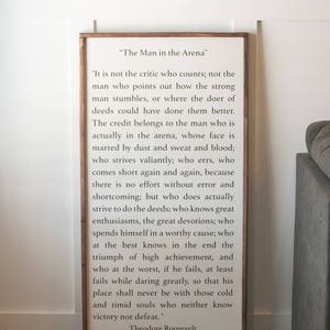 Theodore Roosevelt Quote Sign -The Man in the Arena - Wood Sign